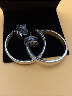 Brighton Hoop Earrings - Silver with gold interior